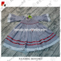 wholesale linen fabric ruffle girls smocked dress